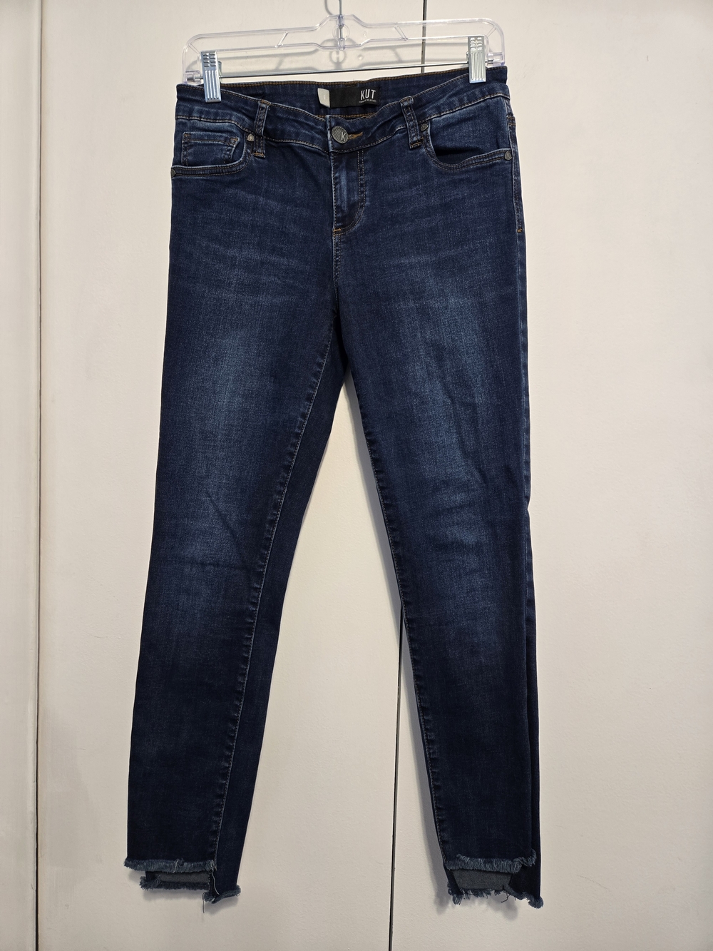 KUT From The Kloth Connie Ankle Skinny Jeans 6 Dark Wash Raw Step Hem Stretch
